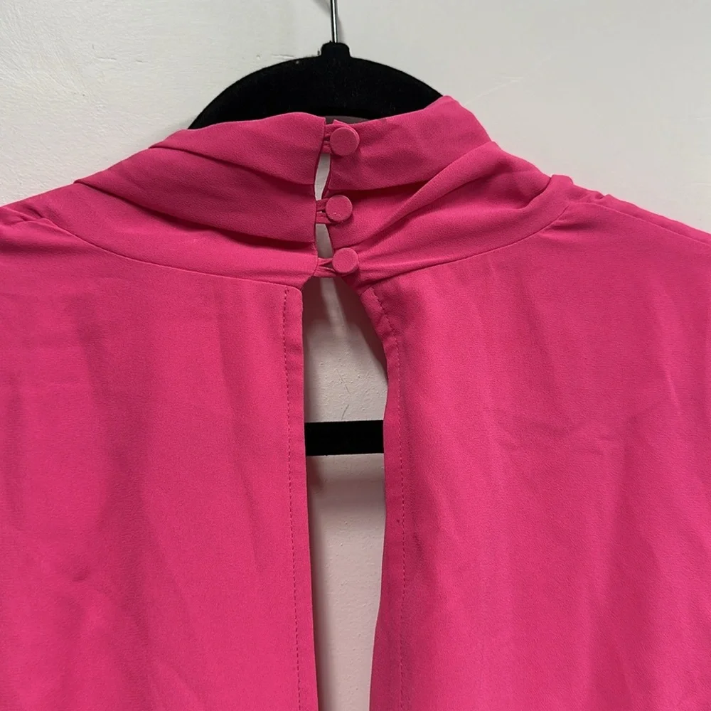 Superdown Vibrant Pink Kaycie drape neck romper S - Picture 9 of 9